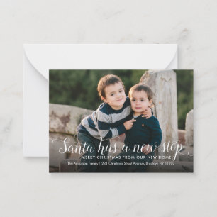 Budget Santa New Home Stop Photo Holiday Movement Notitiekaartje