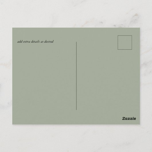 BUDGET Save Dates Sage Gold Glitter Weddenschap Briefkaart (Achterkant)