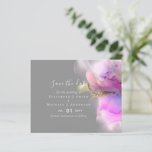 BUDGET Save Dates Technicolor Waterverf Weddenscha (Staand voorkant)