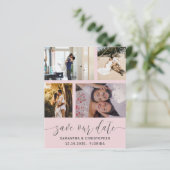 Budget Save Our Date Blush Roze Uitnodiging (Staand voorkant)