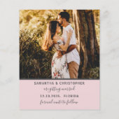 Budget Save Our Date Blush Roze Uitnodiging (Achterkant)