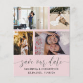 Budget Save Our Date Blush Roze Uitnodiging (Voorkant)