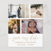 Budget Save Our Date Foto Gouden Script Uitnodigin (Voorkant)