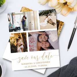 Budget Save Our Date Foto Gouden Script Uitnodigin