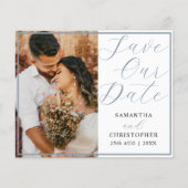 Budget Save Our Date Stofblauw Foto Huwelijk (Voorkant)