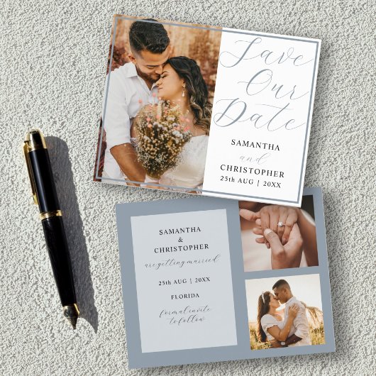 Budget Save Our Date Stofblauw Foto Huwelijk