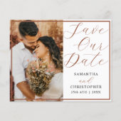 Budget Save Our Date Terracotta Foto Bruiloft (Voorkant)
