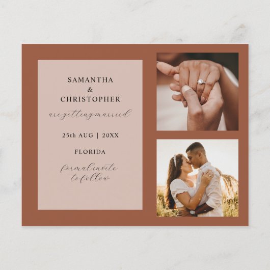 Budget Save Our Date Terracotta Photo Weduwa (Achterkant)