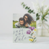 Budget Save Our Date Wildflower Photo Weddenschap (Staand voorkant)