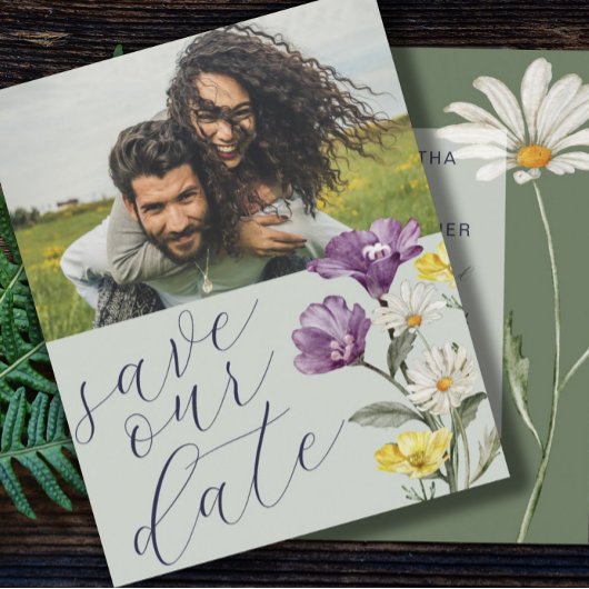 Budget Save Our Date Wildflower Photo Weddenschap