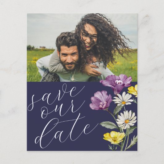 Budget Save Our Date Wildflower Photo Weddenschap (Voorkant)