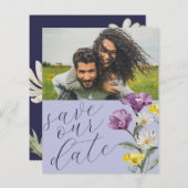 Budget Save Our Date Wildflower Photo Weddenschap (Voorkant / Achterkant)