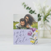 Budget Save Our Date Wildflower Photo Weddenschap (Staand voorkant)