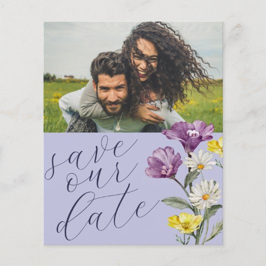 Budget Save Our Date Wildflower Photo Weddenschap (Voorkant)