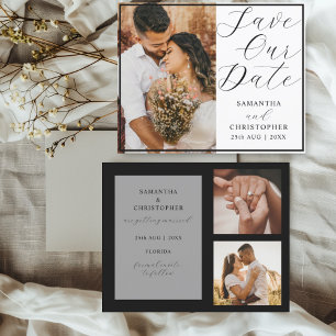 Budget Save Our Date Zwart & Wit Foto Bruiloft