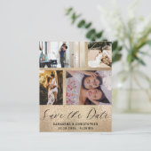 Budget Save the Date 4 Foto Gouden Uitnodiging (Staand voorkant)