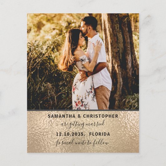Budget Save the Date 4 Photo Gold Invitation (Achterkant)