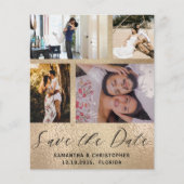 Budget Save the Date 4 Photo Gold Invitation (Voorkant)