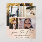 Budget Save the Date 4 Photo Roos Gold Invitation (Voorkant / Achterkant)