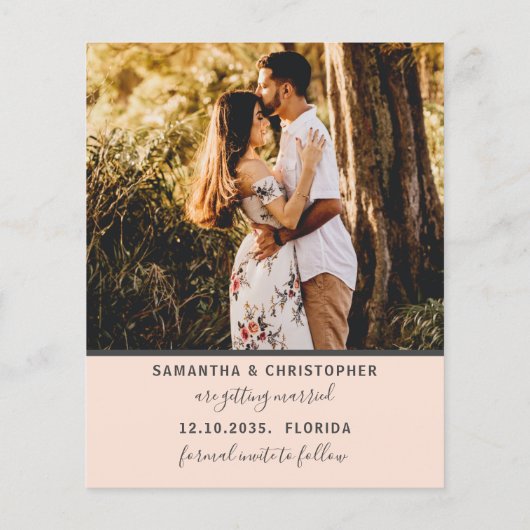 Budget Save the Date 4 Photo Roos Gold Invitation (Achterkant)