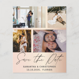 Budget Save the Date 4 Photo Roos Gold Invitation