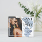 Budget Save the Date Blauw Foto Bruiloft (Staand voorkant)
