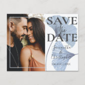Budget Save the Date Blauw Foto Bruiloft (Voorkant)