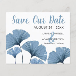 Budget Save the Date Blue & White Foliage Wedding