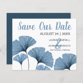 Budget Save the Date Blue & White Foliage Wedding