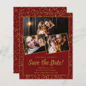 Budget Save the Date Burgundy Gold 3 Foto (Voorkant / Achterkant)