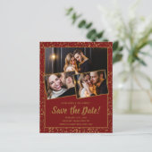 Budget Save the Date Burgundy Gold 3 Foto (Staand voorkant)
