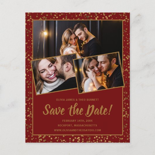 Budget Save the Date Burgundy Gold 3 Foto (Voorkant)