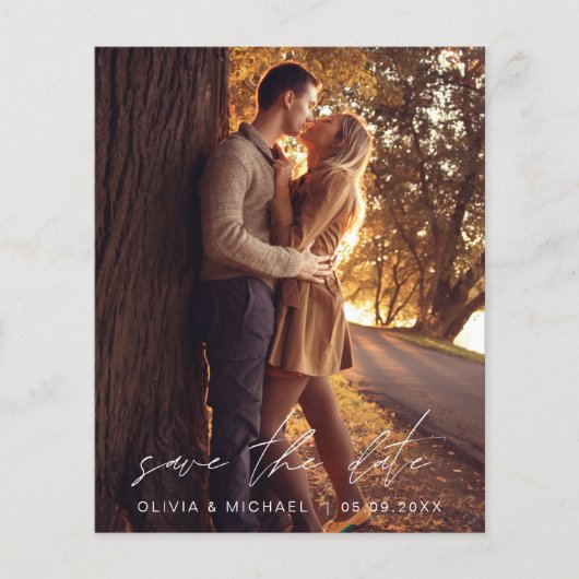 Budget Save the Date Burnt Sinaasappel Wedding Pho (Voorkant)