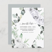 Budget Save the Date Eucalyptus White Floral (Voorkant / Achterkant)