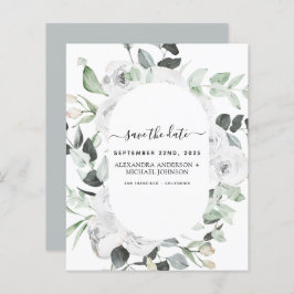 Budget Save the Date Eucalyptus Witte Bloemen