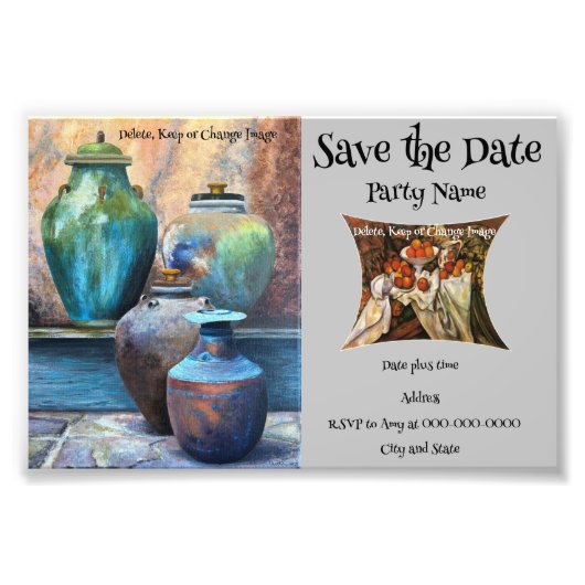 Budget Save the Date Feest Uitnodiging HG Foto Afdruk (Voorkant)