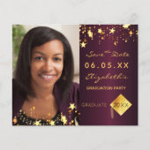 Budget Save the Date graduation party burgundy (Voorkant)