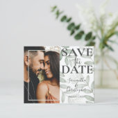 Budget Save the Date Loofgroen Foto Bruiloft (Staand voorkant)