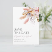 Budget Save the Date Pampas Grass Chic Boho Floral Kaart (Staand voorkant)