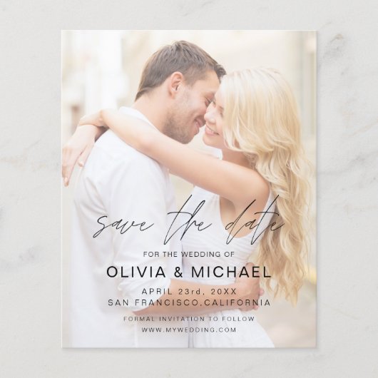 Budget Save the Date Photo Afbeelding Wedding Flyer (Voorkant)