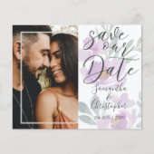 Budget Save the Date Roze Bloem Foto Bruiloft (Voorkant)