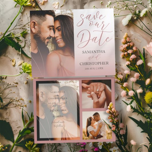 Budget Save the Date Roze Foto Huwelijk