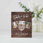Budget Save The Date Rustiek Hout Goud Foto's Hart (Staand voorkant)