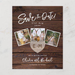 Budget Save The Date Rustiek Hout Goud Foto's Hart