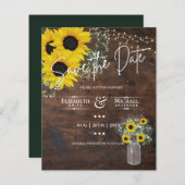 BUDGET Save The Date Rustische Zonnebloemen Metsel (Voorkant / Achterkant)