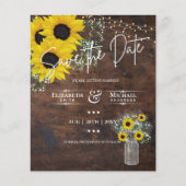 BUDGET Save The Date Rustische Zonnebloemen Metsel (Voorkant)