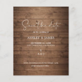 Budget Save the Date Script Barn Wood Foto Flyer (Achterkant)