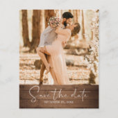 Budget Save the Date Script Barn Wood Foto Flyer (Voorkant)