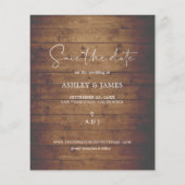 Budget Save the Date Script Barn Wood Foto Flyer (Achterkant)