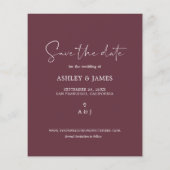 Budget Save the Date Script Bourgondië Foto Flyer (Achterkant)